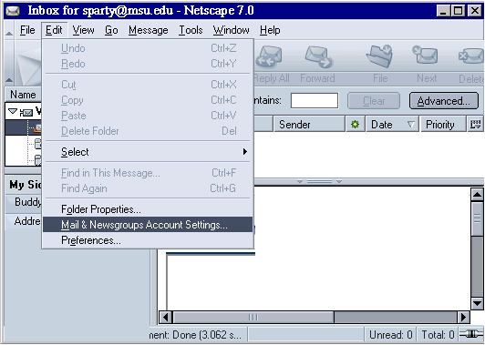 Netscape IMAP mail screenshot