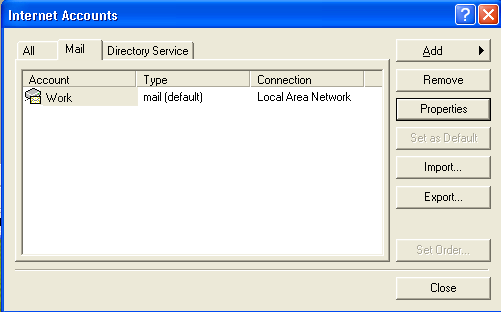 Outlook 2000 IMAP mail screenshot