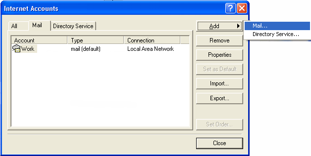 Outlook 2000 POP mail screenshot